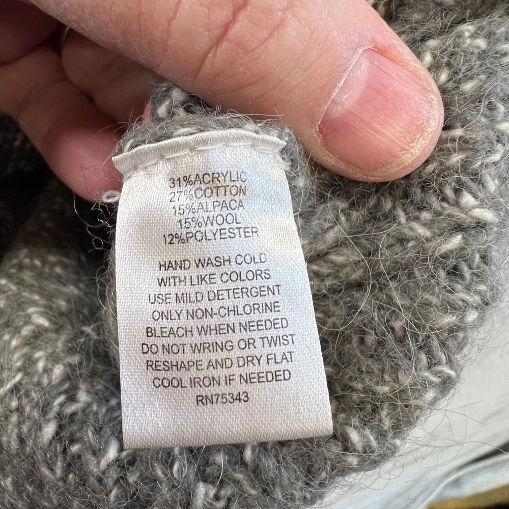 Ruby Moon Gray Cable Knit Cap Sleeve Sweater Alpa… - image 4